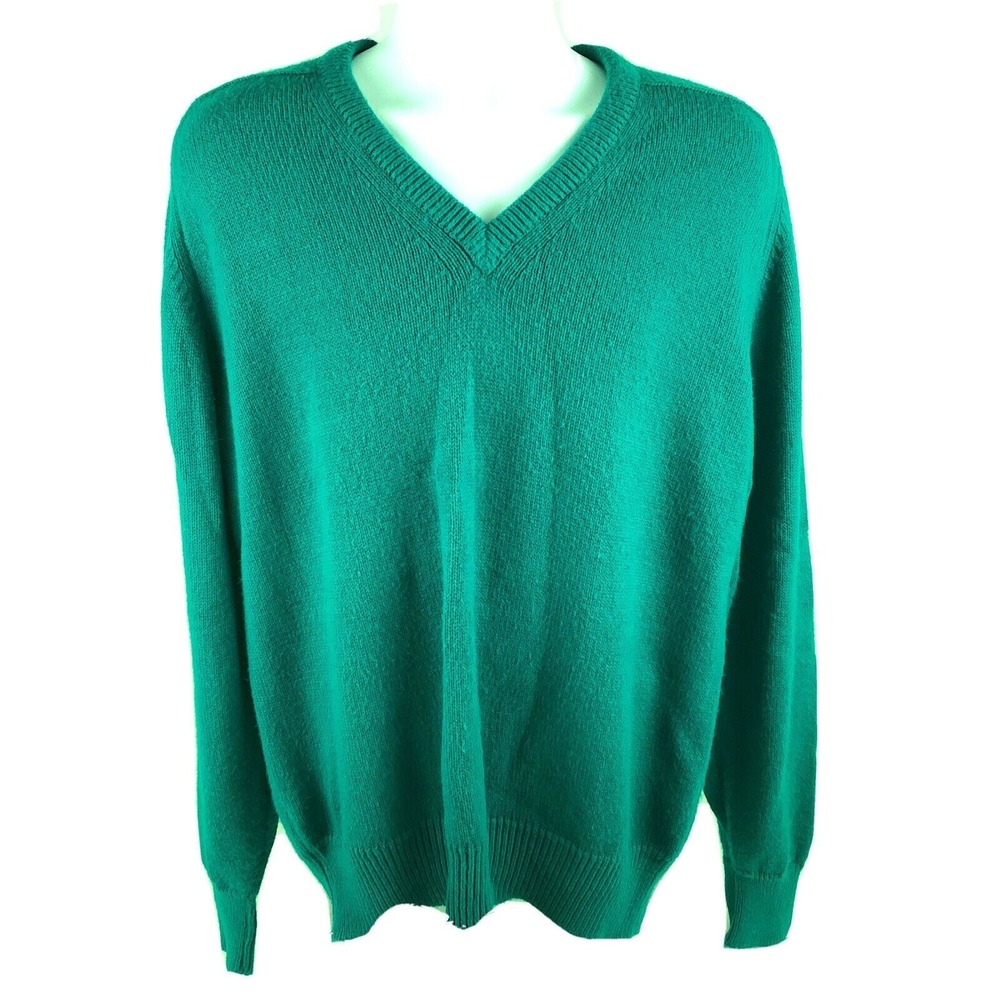 Izod Club V-Neck Grandpa Sweater Men's L/S Made In USA Size Large Vintage 80s